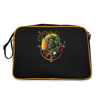 Baumkletterer I Baumpflege Kettensäge Motiv für - Retro Tasche - Schwarz/Gold - Hinten