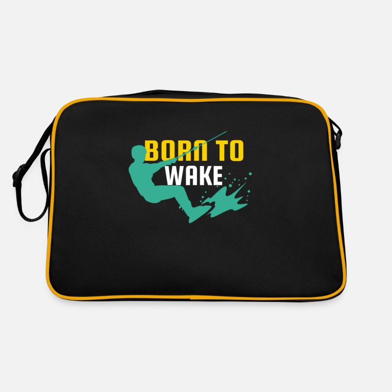 Wakeboard Born To Wake Wakeboarder Wakeboarding - Retro Tasche - Schwarz/Gold