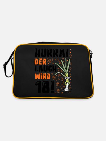 18 Geburtstag Junge Gag Geschenk Ehrenlauch - Retro Tasche - Schwarz/Gold - Hinten