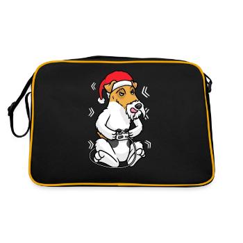 Christmas Fox Terrier Dog Gamer Video Gaming - Retro Bag - black/gold - Back
