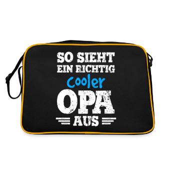So sieht ein richtig cooler Opa aus - Geschenk Opa - Retro Tasche - Schwarz/Gold - Hinten