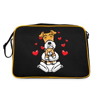 Kawaii Fox Terrier Chien Câlin Jouet Fil Cheveux - Sac Retro - noir/or - Dos