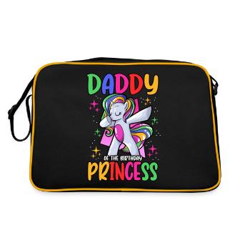 Unicorn Daddy Of The Birthday Princess Celebration - Retro Tasche - Schwarz/Gold - Hinten