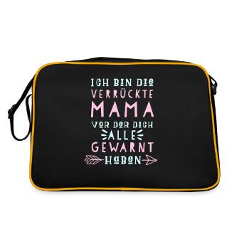 Verrückte Mama Spruch - Retro Tasche - Schwarz/Gold - Hinten