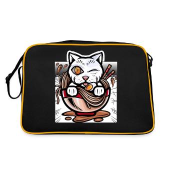 Anime Ramen Cat Noodles Mignon Animation Japonaise - Sac Retro - noir/or - Dos