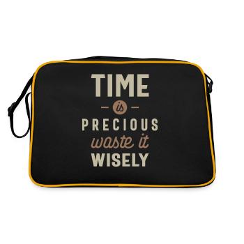 Zeit ist kostbar Verschwenden Sie es klug lustig - Retro Tasche - Schwarz/Gold - Hinten