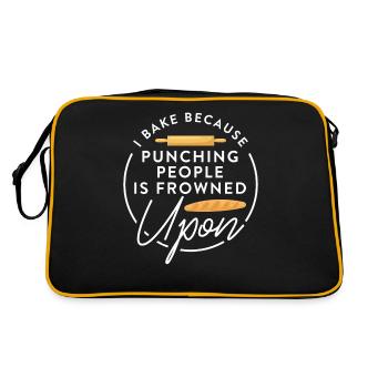 Baker Baking I Bake Because Punching People Is Fro - Retro Bag - black/gold - Back