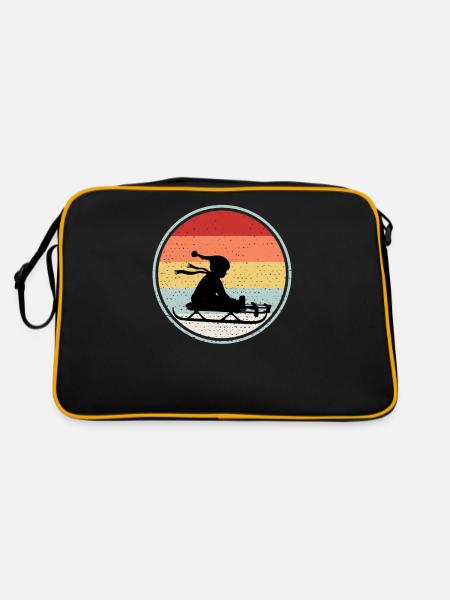 Sledding Tee For Father - Retro Tasche - Schwarz/Gold - Hinten