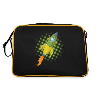 Rocket Comic Spaceship Spacecraft Missile - Retro Bag - black/gold - Back