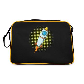 Moon Rocket Spaceship Comic Missile - Retro Bag - black/gold - Back