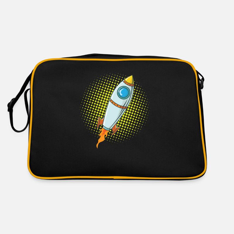 Mond Rakete Raumschiff Comic Flugkörper Retro Tasche