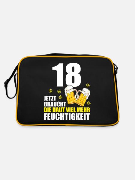 18 Geburtstag 18. Jubiläum 18 Ehrentag Bier Humor - Retro Tasche - Schwarz/Gold - Hinten