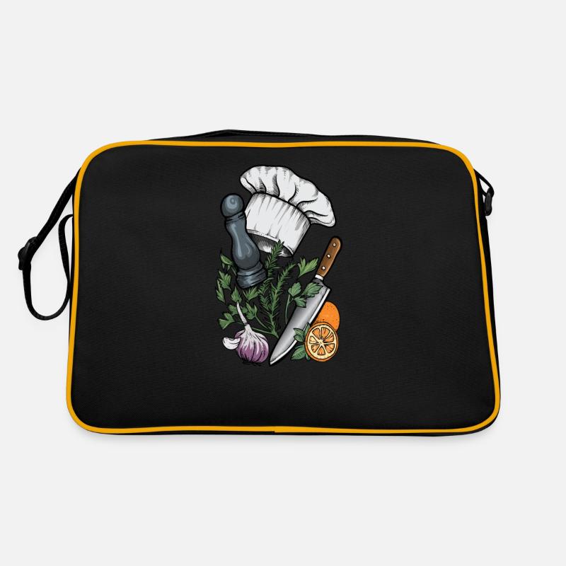Cuisinier I Épices Cuisine Toque de chef Motif - Sac Retro - noir/or