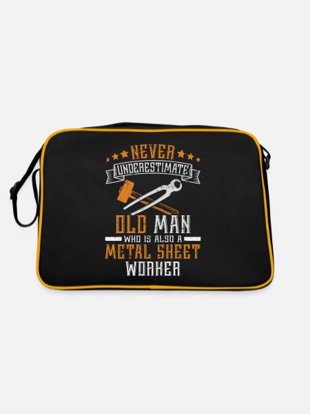 Sheet Metal Working For A Sheet Metal Worker - Retro Bag - black/gold - Back