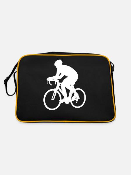Radsport Radsportler Rennrad Radfahrer Geschenk - Retro Tasche - Schwarz/Gold - Hinten