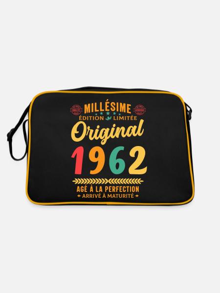60 ans Millésime 1962 Original Cadeau - Sac Retro - noir/or