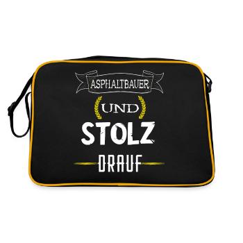 Stolzer Asphaltbauer Asphalt Bauarbeiter Straßenba - Retro Tasche - Schwarz/Gold - Hinten