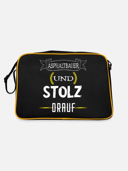 Stolzer Asphaltbauer Asphalt Bauarbeiter Straßenba - Retro Tasche - Schwarz/Gold - Hinten