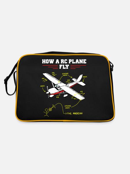 RC Plane Remote Controlled Model Funny Diagram - Retro Bag - black/gold - Back