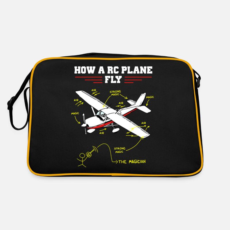 RC Plane Remote Controlled Model Funny Diagram - Retro Bag - black/gold