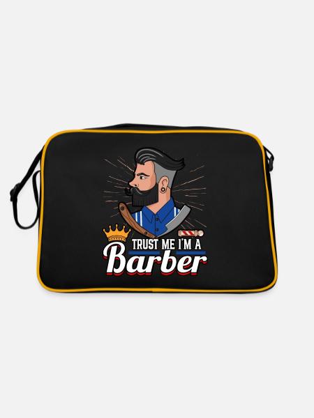 Hairdresser Trust Me I'm A Barber Barbershop - Retro Tasche - Schwarz/Gold - Hinten