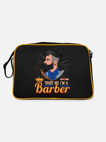 Hairdresser Trust Me I'm A Barber Barbershop - Retro Tasche - Schwarz/Gold - Hinten
