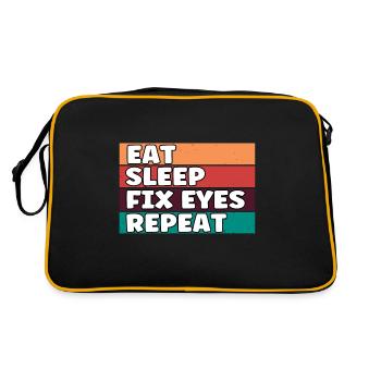 Funny Eat Sleep Fix Eyes Repeat Opticians Eye - Retro Bag - black/gold - Back