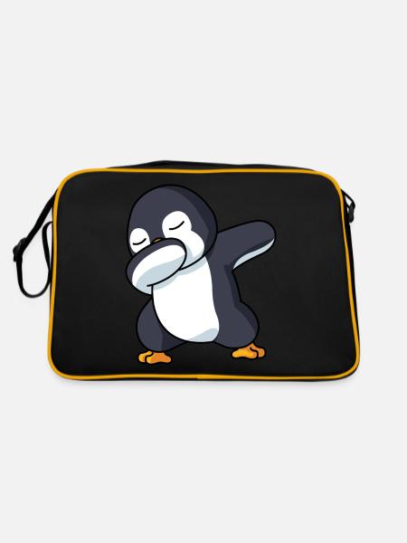 Dabbing Pinguin Pinguin Dab Pinguin Kostüm Jungen - Retro Tasche - Schwarz/Gold - Hinten