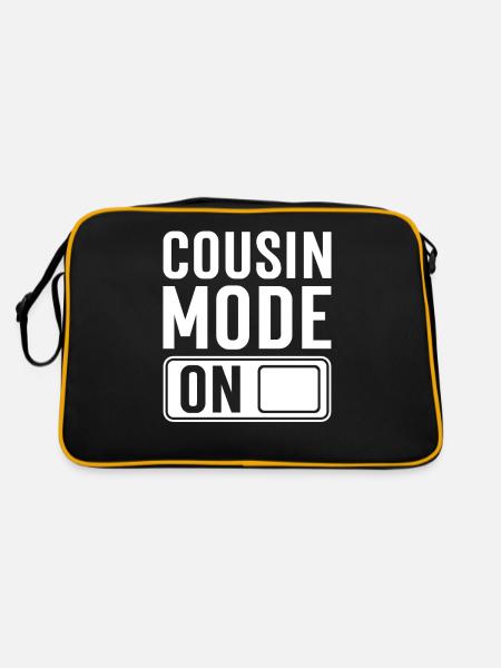 Werdende Cousine Spruch - Retro Tasche - Schwarz/Gold - Hinten