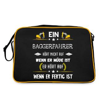 Baggerfahrer Baggerführer Bagger Fahren Spruch - Retro Tasche - Schwarz/Gold - Hinten