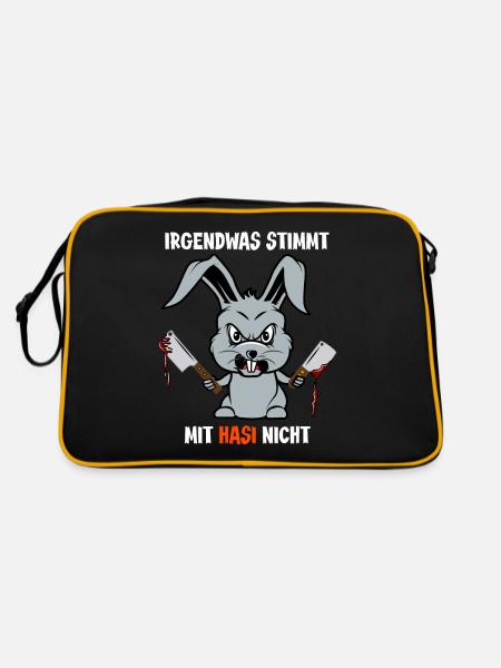 Halloween 2021 Monster verrückter Hase Sarkasmus - Retro Tasche - Schwarz/Gold - Hinten
