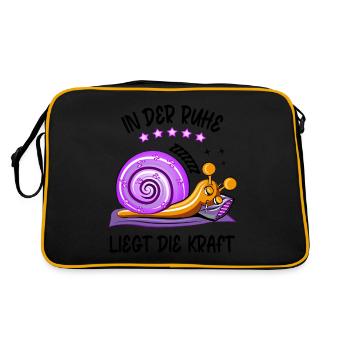 Witzige Schneckensprüche Faullenzer Bettchiller - Retro Tasche - Schwarz/Gold - Hinten