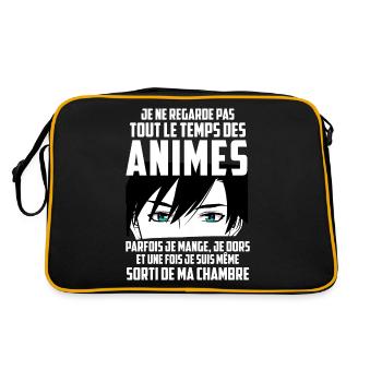 Humour Anime Cadeau Otaku Manga Drôle - Sac Retro - noir/or - Dos