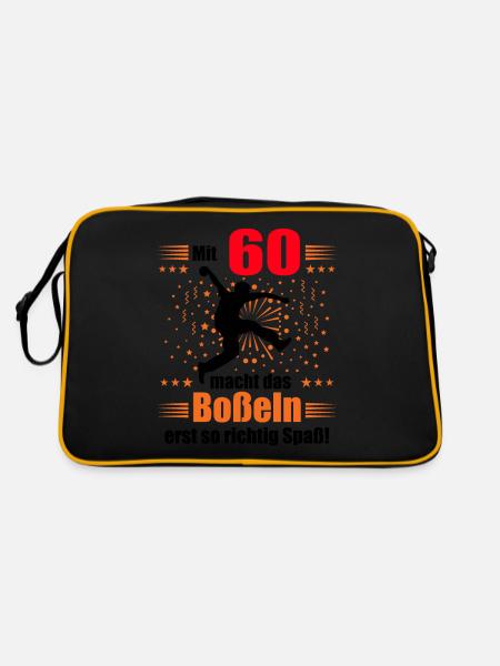 Boßeln Geschenk Boßler Bosseln Boßelsport 60 Jahre - Retro Tasche - Schwarz/Gold - Hinten