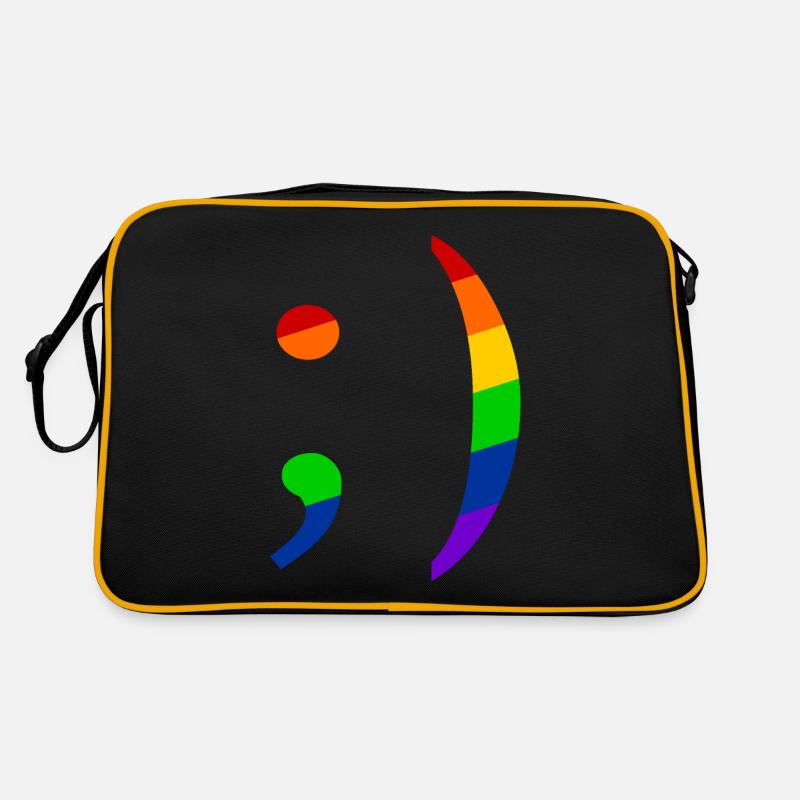 Rétro Emoji Clin d’œil Queer - Sac Retro - noir/or