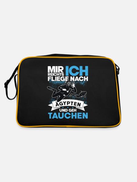 Mir Reichts Fliege Nach Ägypten Tauchen Urlaub - Retro Tasche - Schwarz/Gold - Hinten
