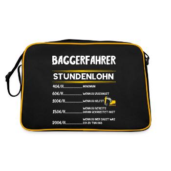 Baggerfahrer Stundenlohn Bagger Fahrer Baggerführe - Retro Tasche - Schwarz/Gold - Hinten