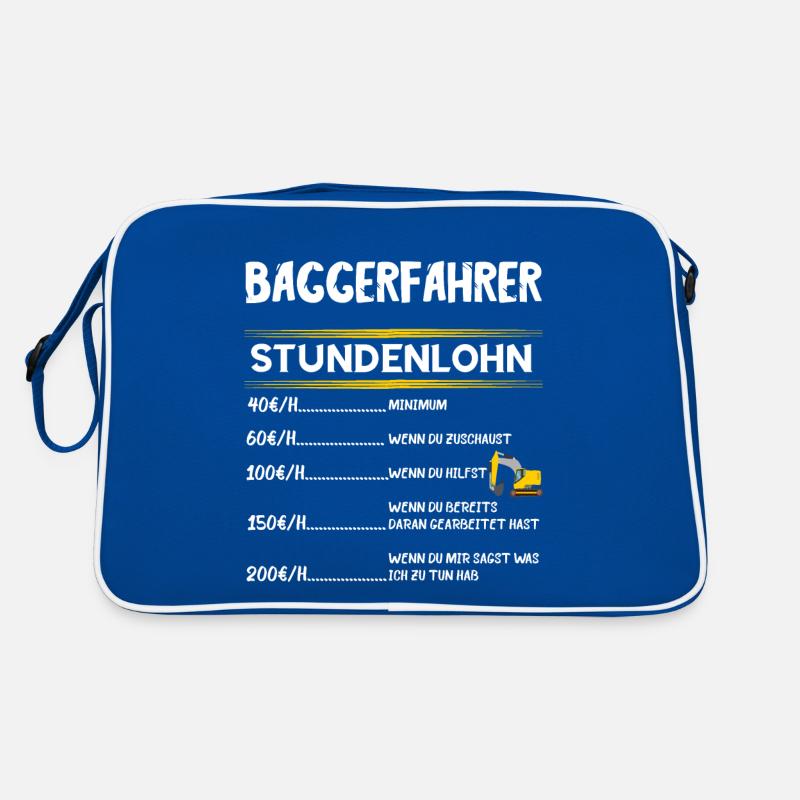 Baggerfahrer Stundenlohn Bagger Fahrer Baggerführe Retro Tasche