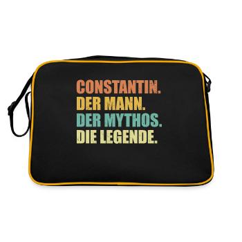 Constantin Name Mythos Legende Spruch Geschenk - Retro Tasche - Schwarz/Gold - Hinten