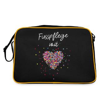 Fusspflege mit Herz Podologie Füsse - Retro Tasche - Schwarz/Gold - Hinten