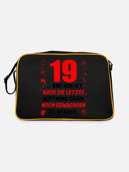 19. Geburtstag Mann 19.Ehrentag 19. Jubiläum Fun - Retro Tasche - Schwarz/Gold - Hinten