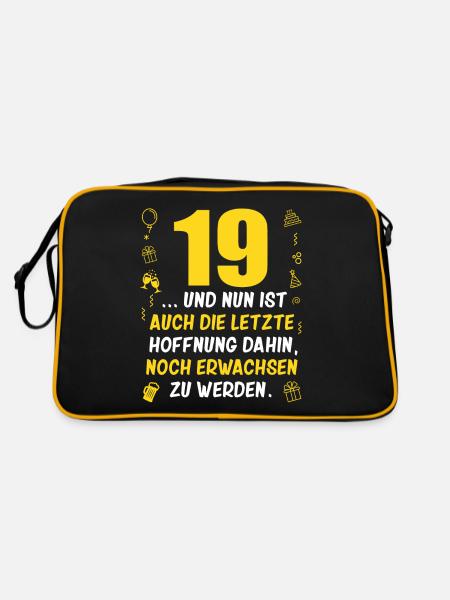 19. Geburtstag Mann 19.Ehrentag 19. Jubiläum Fun - Retro Tasche - Schwarz/Gold - Hinten