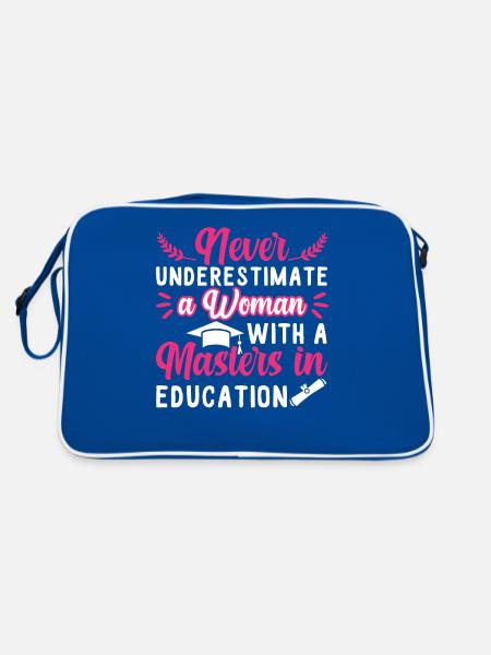 Master-Abschluss in Pädagogik Abschluss - Retro Tasche - Blau/Weiß - Hinten