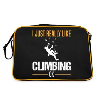 Climber Funny saying climbing wall climbing hall - Retro Bag - black/gold - Back