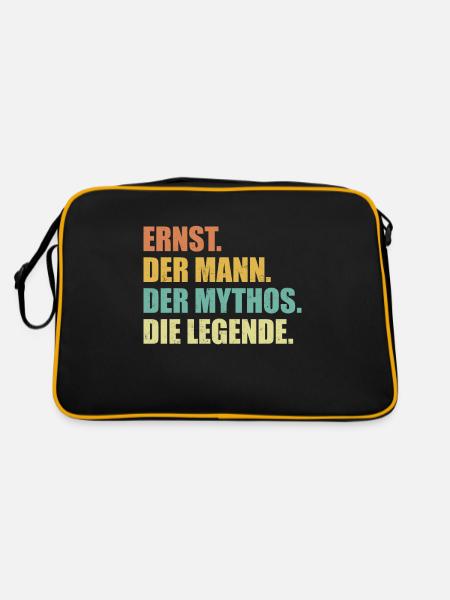 Ernst Name Mythos Legende Spruch Geschenk - Retro Tasche - Schwarz/Gold - Hinten