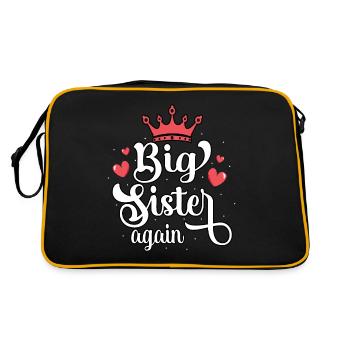 Pregnancy Announcement Big Sister Again Princess - Retro Bag - black/gold - Back
