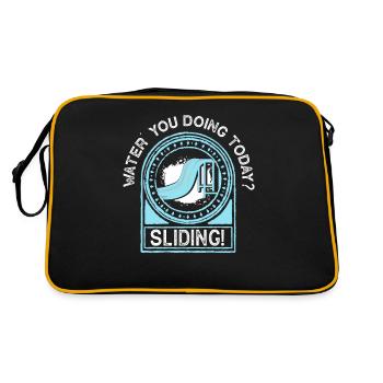 Schwimmbad Wasserrutsche Freibad Rutschen - Retro Tasche - Schwarz/Gold - Hinten