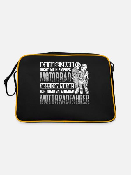 Ich Habe Zwar Nicht Mein Eigenes Motorrad - Bikeri - Retro Tasche - Schwarz/Gold - Hinten
