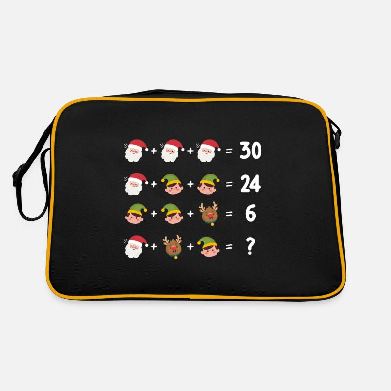 Weihnachten Mathe Elfen Weihnachtsmann Rentier - Retro Tasche - Schwarz/Gold