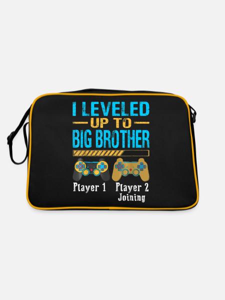 Ich bin zu Big Brother Gamer New Brother aufgestiegen - Retro Tasche - Schwarz/Gold - Hinten